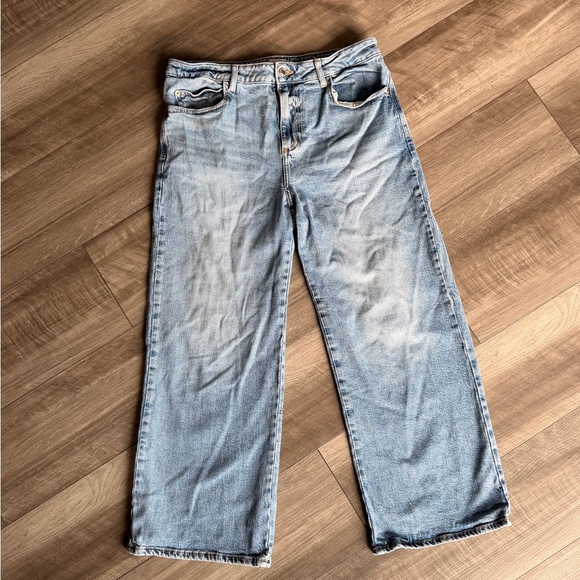 Zara High Rise Cropped Straight Leg Jeans Light Wash Casual Denim Women’s Size 8 - Picture 2 of 3